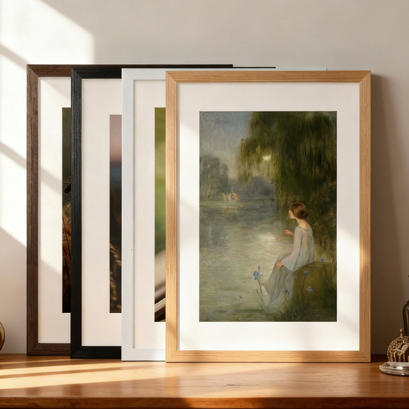 Wooden 6inch Frame Empty Frame Display Stand A4 Large Size Wall-Mounted Sketch Poster Display Frame Puzzle Frame Custom Frame