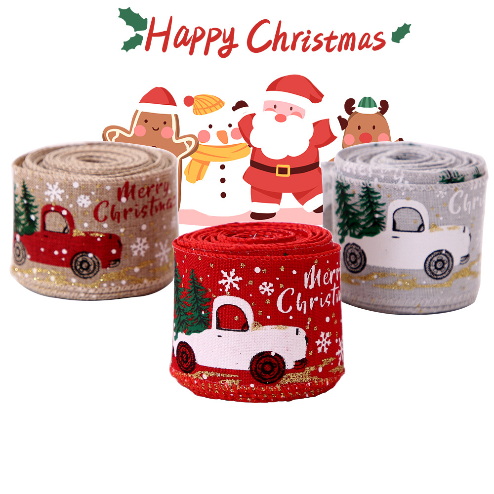 Christmas New Printed Ribbon Christmas 2m Ribbon Christmas Tree Decorative Ribbon Christmas Decorative Color Car Ribbon_voghion.com