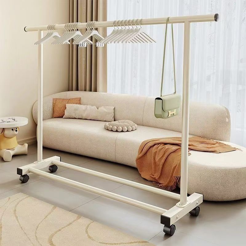 Home Clothes Hanger Floor-Standing Vertical Stall with Taller and Thicker Wheels Bedroom Coat Rack Cute Simple Clothes Hanger