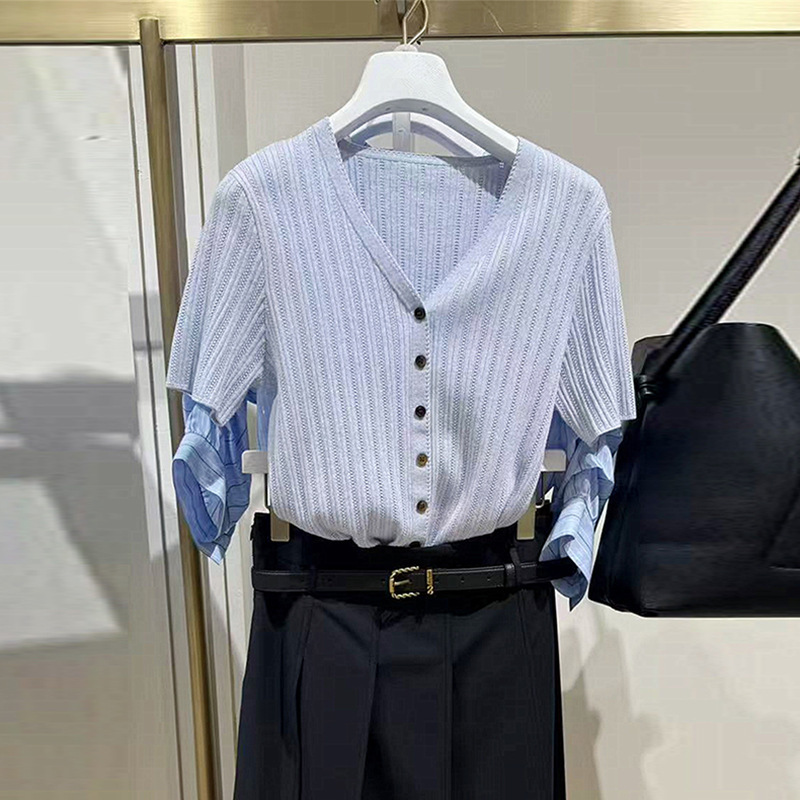 The Same Style as the Mall's 2026 Spring/Summer New Fashion Simple Lightweight V-Neck Short-Sleeve Knitted Cardigan for Women 1H4230741 The Same Style as the Mall's 2026 Spring/Summer New Fashion Simple Lightweight V-Neck Short-Sleeve Knitted Cardigan for Women 1H4230741