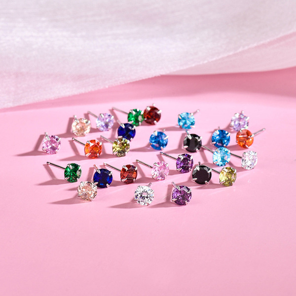 earrings with zircon