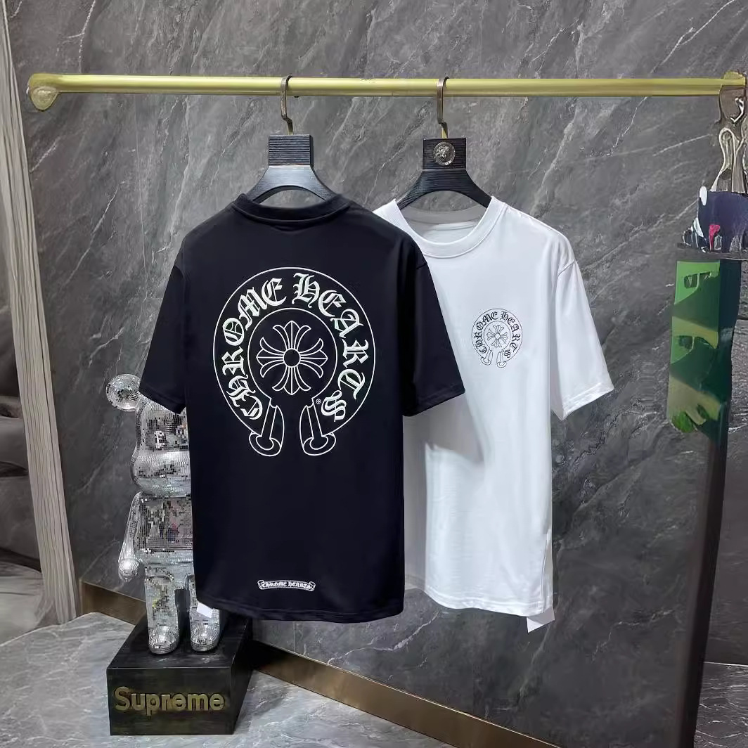 夜光版23SS春夏新款Chrome Hearts经典大马蹄十字花梵文短袖T恤爆