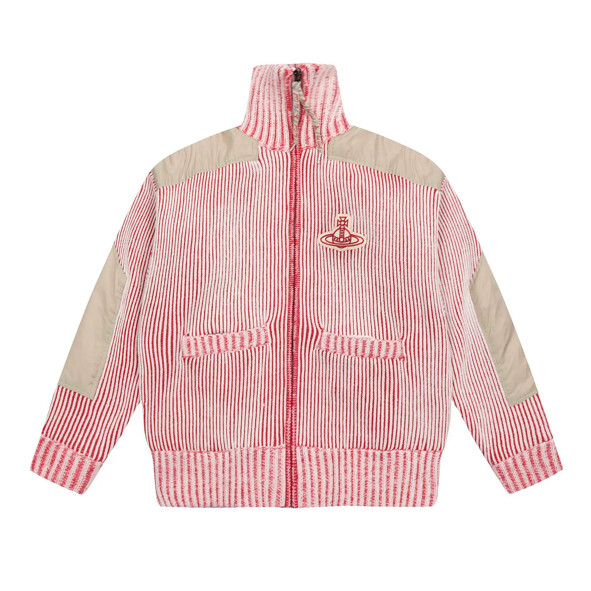 Turtleneck Wool Knitted Sweater Coat (Vivienne), Patchwork Striped, One Size