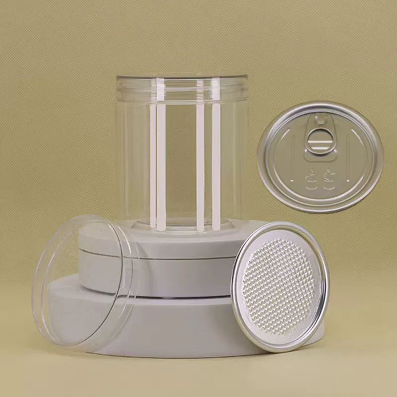 Прозрачная пластиковая банка из ПЭТ с крышкой из кристаллического пластика, легкооткрываемая, для маринадов, цветочного чая, орехов.