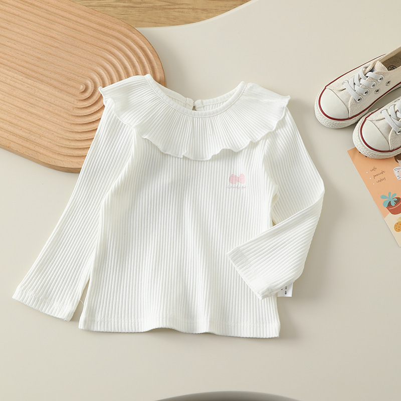 女の赤ちゃん用ベースレイヤー 2025 秋の新スタイルカテゴリー A 0-3 歳の女の子用薄手で通気性のある長袖 T シャツ|undefined