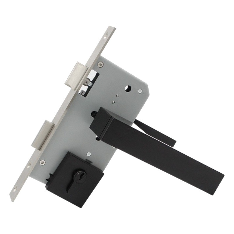 Nordic dormitorio interior puerta cerradura mudo magnético succión split bloqueo alemán estándar sólido manija de puerta de madera cerradura de puerta negra