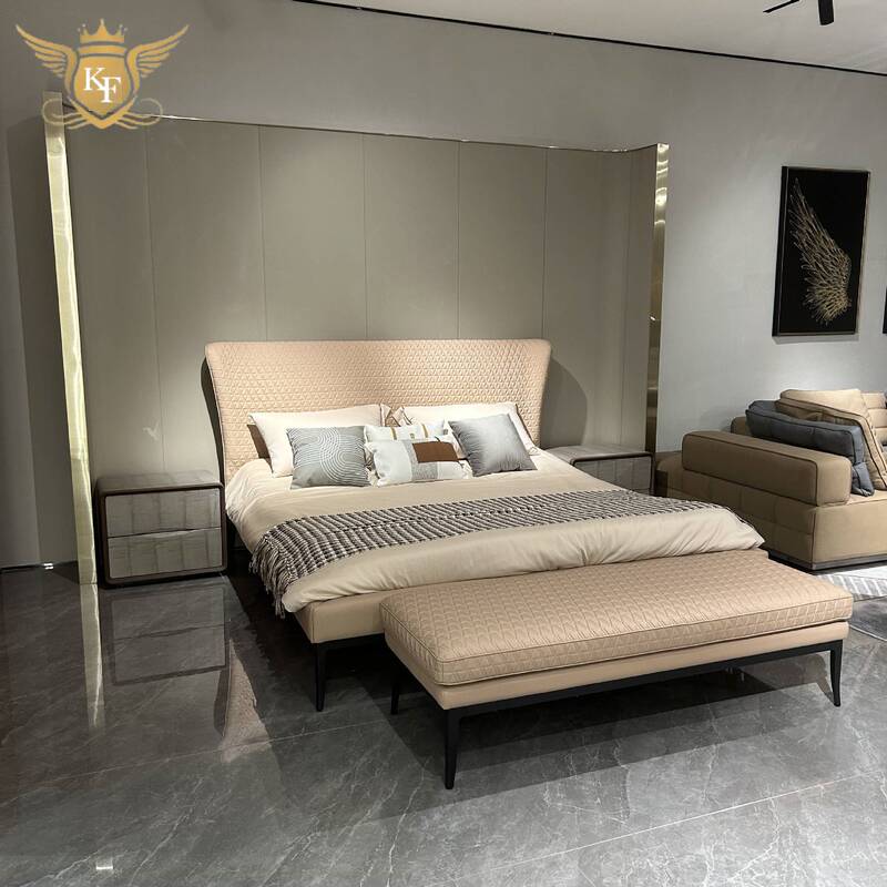 Kefan Meishu Factory Direct Sales Extra-Large Double Leather Bed Modern Style Kefan Meishu Factory Direct Sales Extra-Large Double Leather Bed Modern Style
