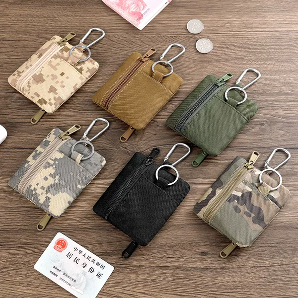 Simple Camping Tactical Outdoor Mountain Climbing Fishing Change Coin Storage Zipper Card Bag Key Headset Small Wallet