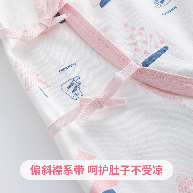 新生儿纯棉无骨蝴蝶衣宝宝四季连体衣0-3月婴儿系带爬服单层哈衣