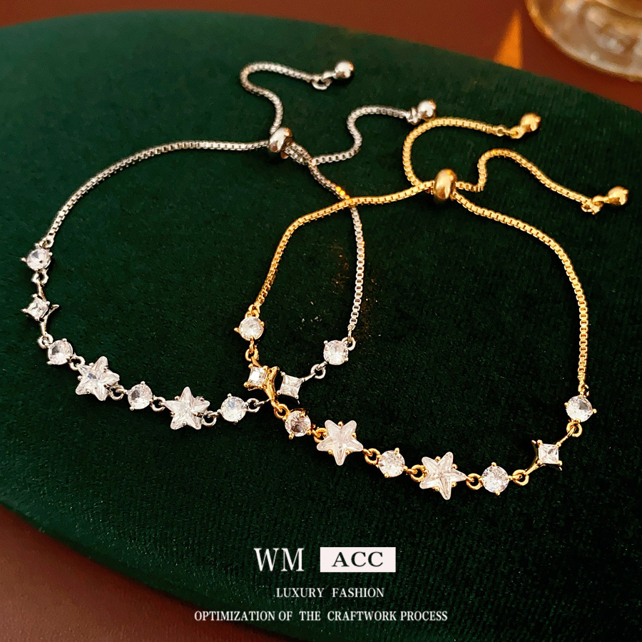 Super brillante zircón estrellas redondas pulsera manga lujosa pulsera de alta calidad delicada temperamento nicho de diseño sensación de joyería image 1