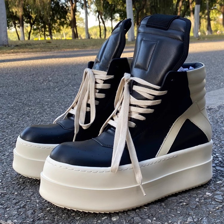 2025 New Versatile European and American Trendy Ro Thick-Soled High-Top Shoes Inverted Triangle Couple Men's Shoes Double-Soled Shoes Women