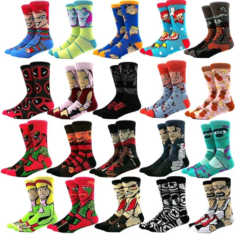 Amazon Outer Single Socks Skateboard Sports Socks High Tide Socks European and American Movie Personality Creative Funny Men's and Women's Socks