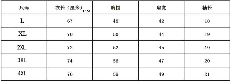 尺码表L-4XL