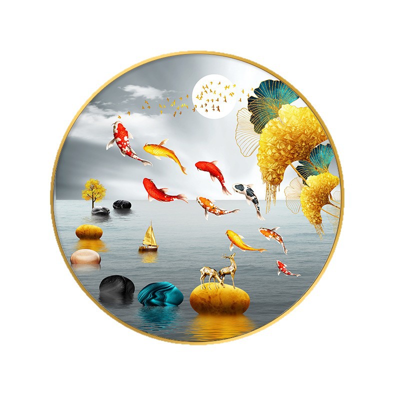 Nueve peces cuadros redondos porche pinturas decorativas lujosas pasillo fantasía pasillo comedor pinturas colgadas fondo de sofá sala de estar