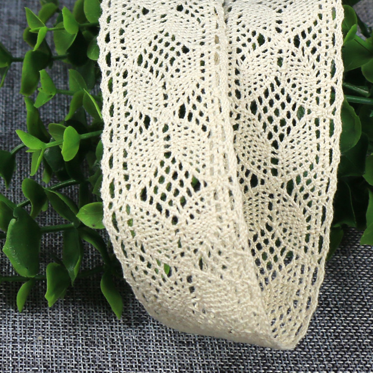 现货供应3.9cm蝴蝶结双边棉线蕾丝边 厚实草帽花边辅料批发