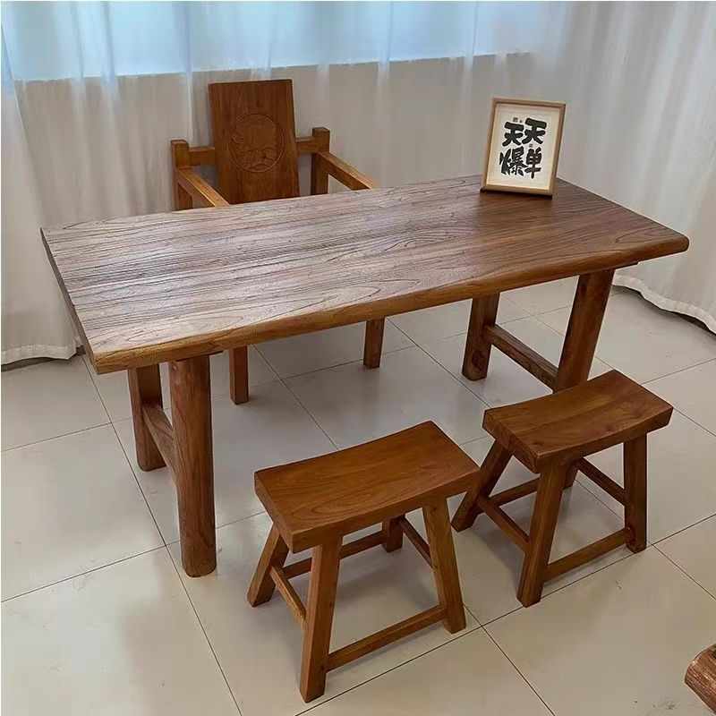 가정용 오래된 느릅나무 차 테이블, 통나무 차 테이블, 부속 식탁, 원목 책상, 향수 스타일 B&B 호텔 테이블과 의자 조합