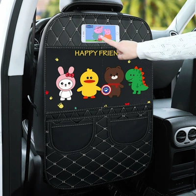 Car Seat Back Anti-Kick Pad, Rear Seat Interior Accessories, Children's Backrest Anti-Dirt Pad, Universal Car Rear Seat Protection Pad (Chair back anti-kick pad) - good-friends-anti-kick-storage