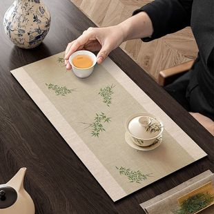 New Chinese-Style Absorbent Tea Mat Cloth Tea Table Runner Mat Diatomaceous Earth Long Strip Tea Tablecloth Zen Tea Draining Mat