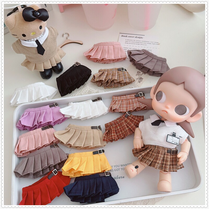 10cm Doll Clothes Pleated Jk Skirt Long-Legged Kitty Mini Doll Outfit Zsiga Doll Clothes 1/6 Scale Doll Dress