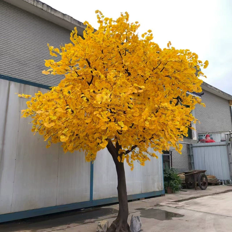 Имитированное дерево ginkgo, декоративная искусственная пальма для осени, интерьер и экстерьер, простое оформление ландшафта, большой зеленый растительный декор