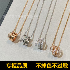 Baojia 高バージョンスネークボーンネックレス女性用フルダイヤモンド 18K ローズゴールドライト高級ハイエンド非退色ペンダント鎖骨チェーン
