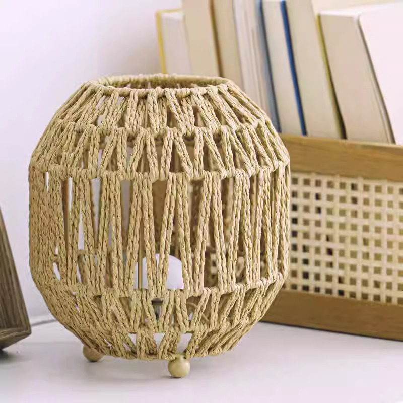 Lámpara de cuerda de papel personalizada mano trenzada lámpara de viento candelabro dormitorio lámpara de estudio decoración decoración atmósfera lámpara de candelabro