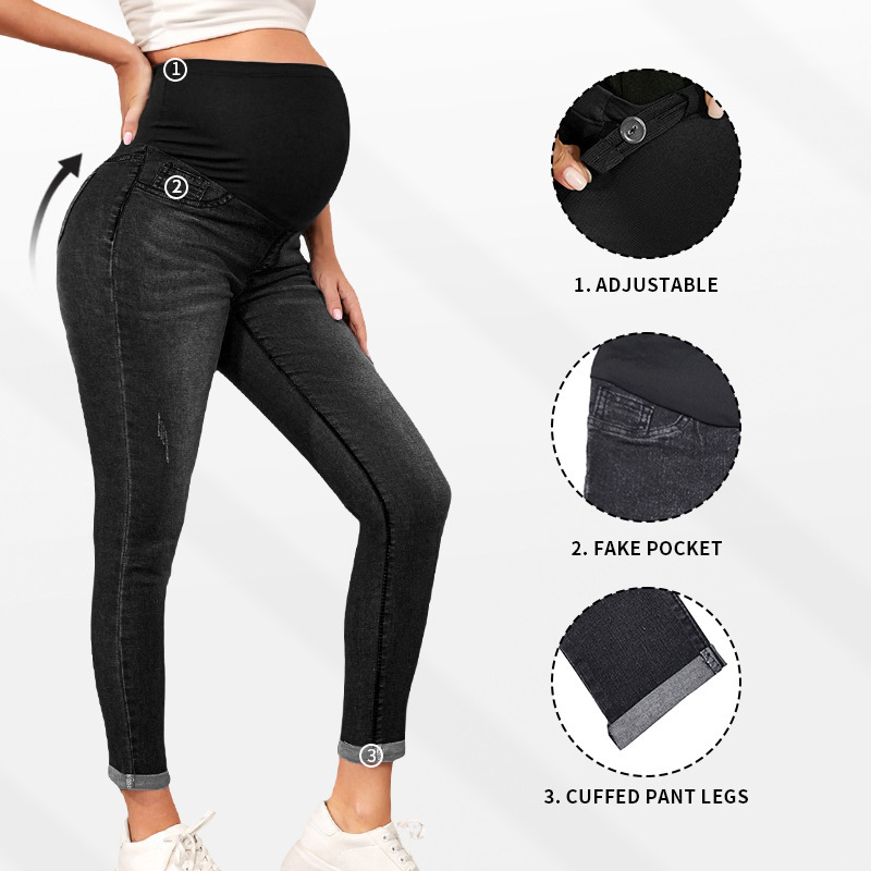 Maternity Adjusted High Waist Ripped Skinny Jeans Wholesale|undefined