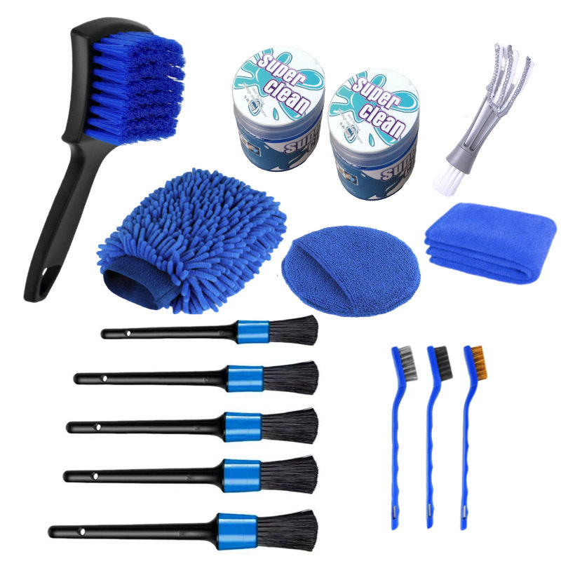 亚马逊汽车清洁软胶洗车细节刷15件套汽车打蜡清洁刷头洗车工具刷