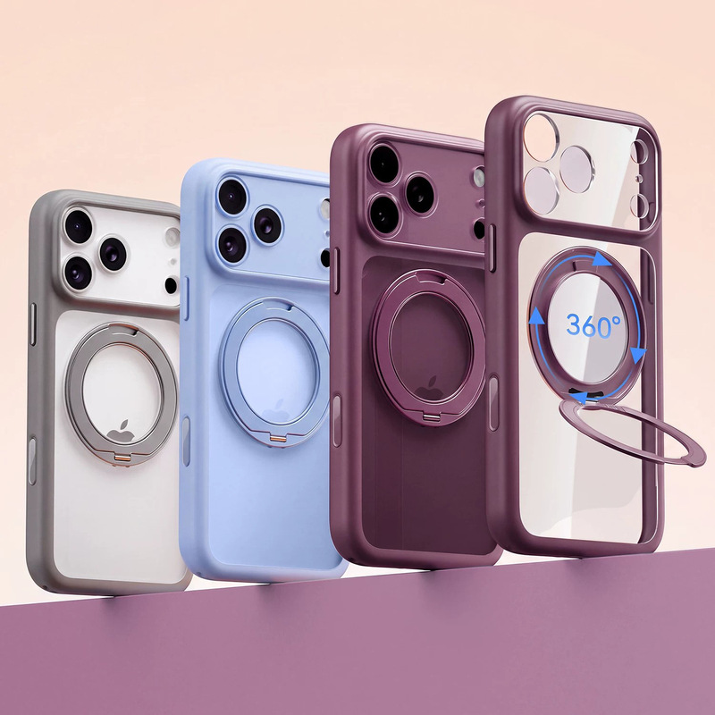 Suitable for Apple 18ProMax phone case with full lens protection, 360-degree stand, iPhone17 transparent anti-drop protective cover Suitable for Apple 18ProMax phone case with full lens protection, 360-degree stand, iPhone17 transparent anti-drop protective cover