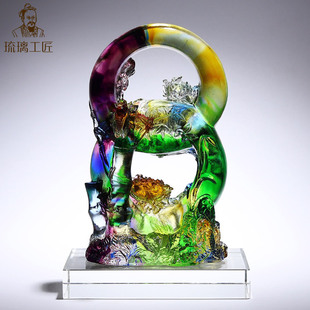 Glass Craftsman "Rising Steadily" Glass Art Ornaments Office Living Room Study Decoration High-End Gifts