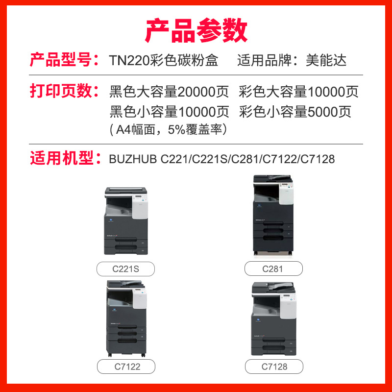 Applicable for Konica Minolta TN324 bizhub C368 C308 C258 Copier TN512 toner cartridge