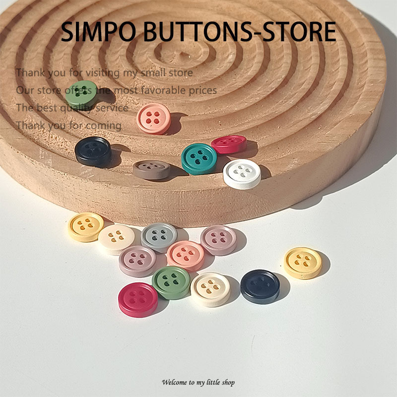 Candy-Colored Four-Hole Thin-Edged Shirt Buttons, Round Convex Matte Children's Cardigan Sweater Buttons Wholesale