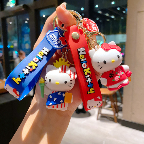 Cartoon KT cat key chain bag charm doll car key chain hello kitty pendant gift wholesale