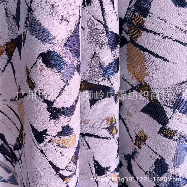 粗纺色织提花布 油画色块系 几何撞色提花 帆布包 抱枕沙发布批发