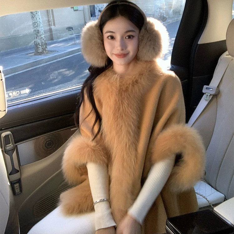 Wholesale 2025 Fox Fur Cape, Elegant Double-Sided Woolen Coat, Atmospheric Woolen Overcoat, New Autumn and Winter Style