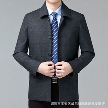 高端大牌男士夹克春秋季中年男装绅士商务行政高级感中长羊毛外套