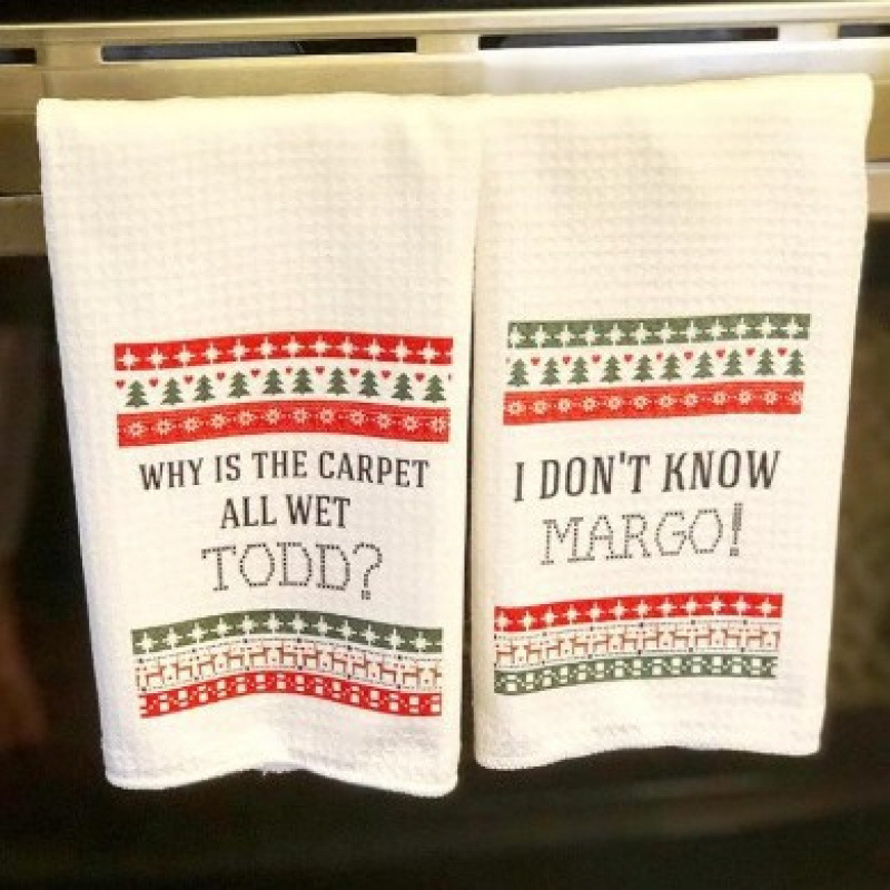 Cross-Border Funny Christmas Vacation Towels Interesting Christmas Printed Absorbent Hand Towels