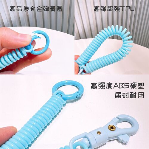 Macaron color anti-lost card holder spring rope work card lanyard elastic rope elderly student access card lanyard
