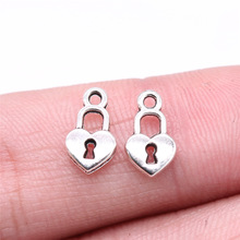 11x6mm 0.25g 多色 饰品配件合金DIY 爱心锁吊坠