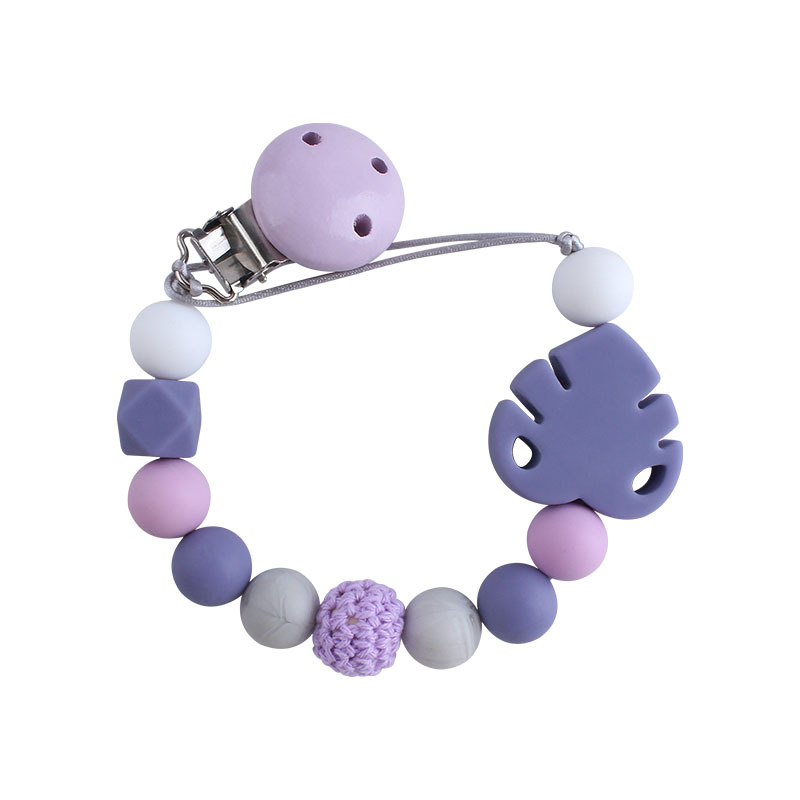 Bebé suministros DIY creativo Hemu chupete clip bebé calmante hoja de silicona molar juguete mordedor chupete cadena