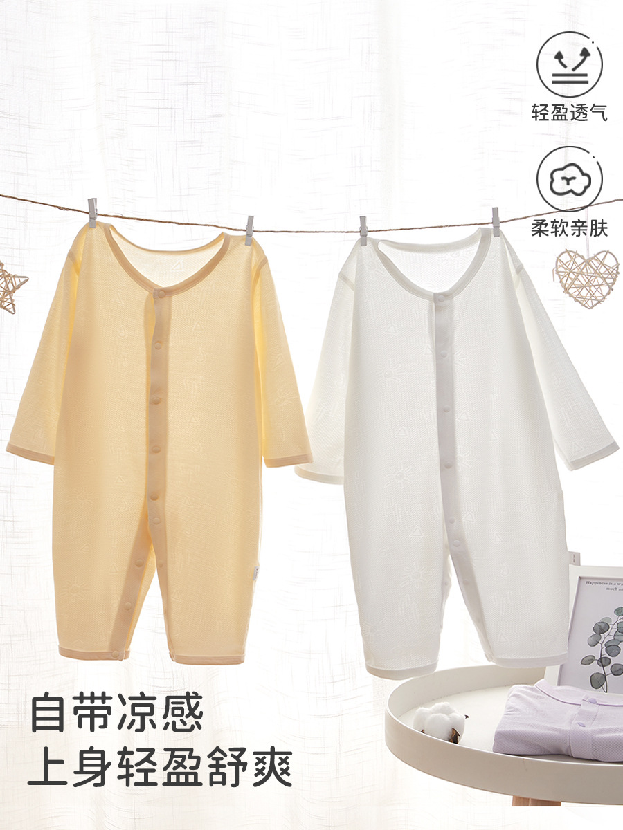 Ropa para bebés recién nacidos, pijamas para recién nacidos modales delgados de verano, mamela deshuesada de manga larga, mamela para bebés
