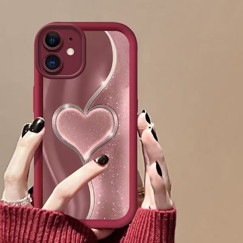 Gilt Heart Suitable for Apple 17Promax New Mobile Phone Case Iphone15Pro Classy 16Pro All-Inclusive 14