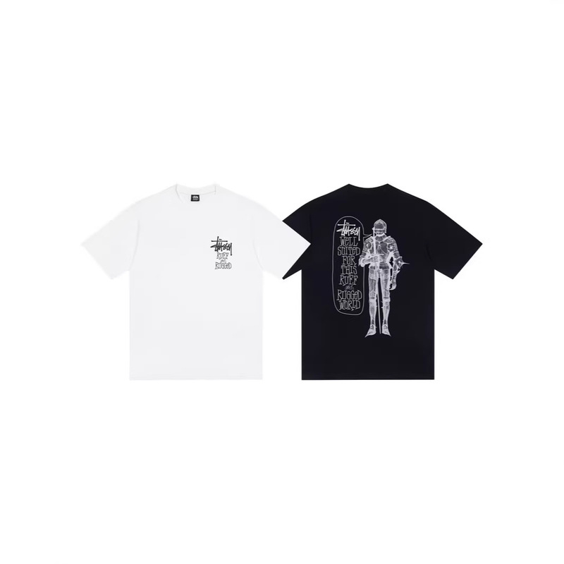 High-Quality Stussy In-Stock Armor Knight Pattern Printed Round-Neck Pure Cotton Short-Sleeve T-Shirt, Unisex High-Quality Stussy In-Stock Armor Knight Pattern Printed Round-Neck Pure Cotton Short-Sleeve T-Shirt, Unisex