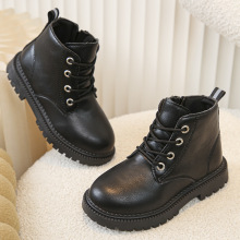 秋冬新款防滑儿童靴时尚英伦风宝宝女童百搭马丁靴男童中大童皮靴