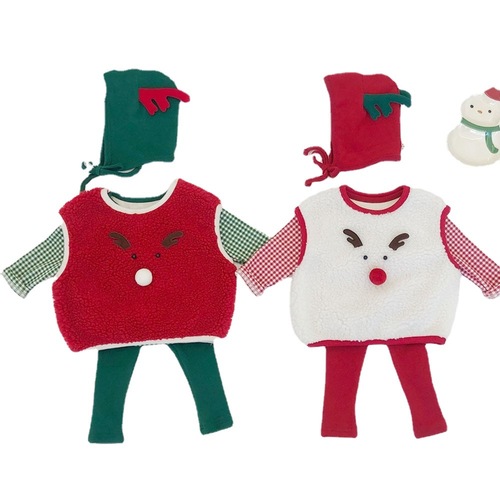 Christmas autumn and winter baby suit pullover cartoon cartoon boys and girls home clothes long-sleeved trousers suit