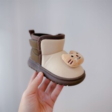 2025年冬季新款童鞋男童防风防水棉靴韩版加厚保暖女童卡通雪地靴