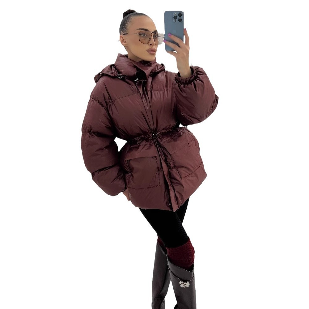 2024 nuevo invierno de Europa y América Amazon transfronteriza explosión de ropa de mujer de color sólido correa de cintura gruesa ropa de pan caliente image 5