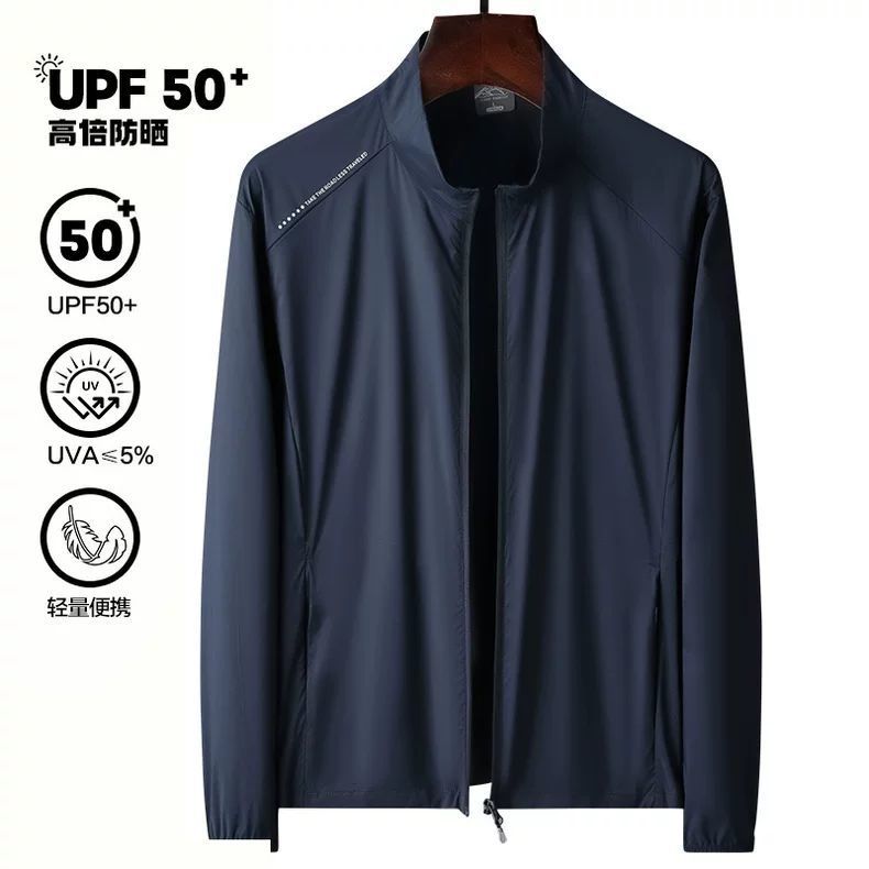 Upf50+ Ice Silk Sun Protection Clothing Men's Summer Thin Jacket Outdoor Sports Anti-Uv Middle-Aged Fishing Sun Protection Clothing