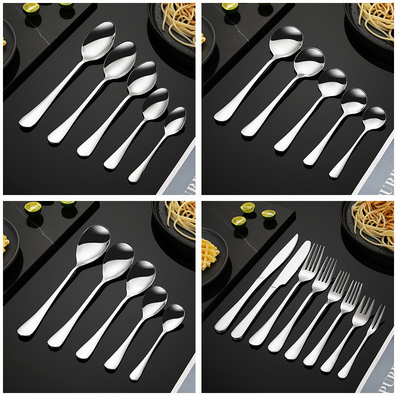 304 stainless steel tableware knife, fork and spoon thickened hotel Western steak knife and fork mirror bright 1010 spoon and fork 304 stainless steel tableware knife, fork and spoon thickened hotel Western steak knife and fork mirror bright 1010 spoon and fork