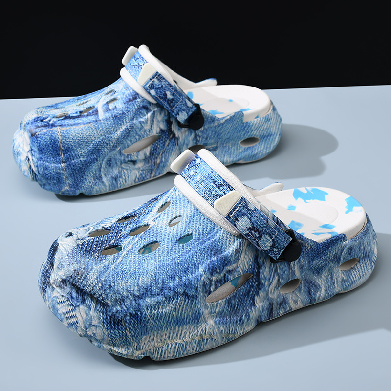 En nombre de los zapatos con agujeros de piel de serpiente, ropa exterior de verano, sandalias resistentes al desgaste de suela gruesa, EVA, transpirable y antideslizante, pareja, playa, arrastre Baotou